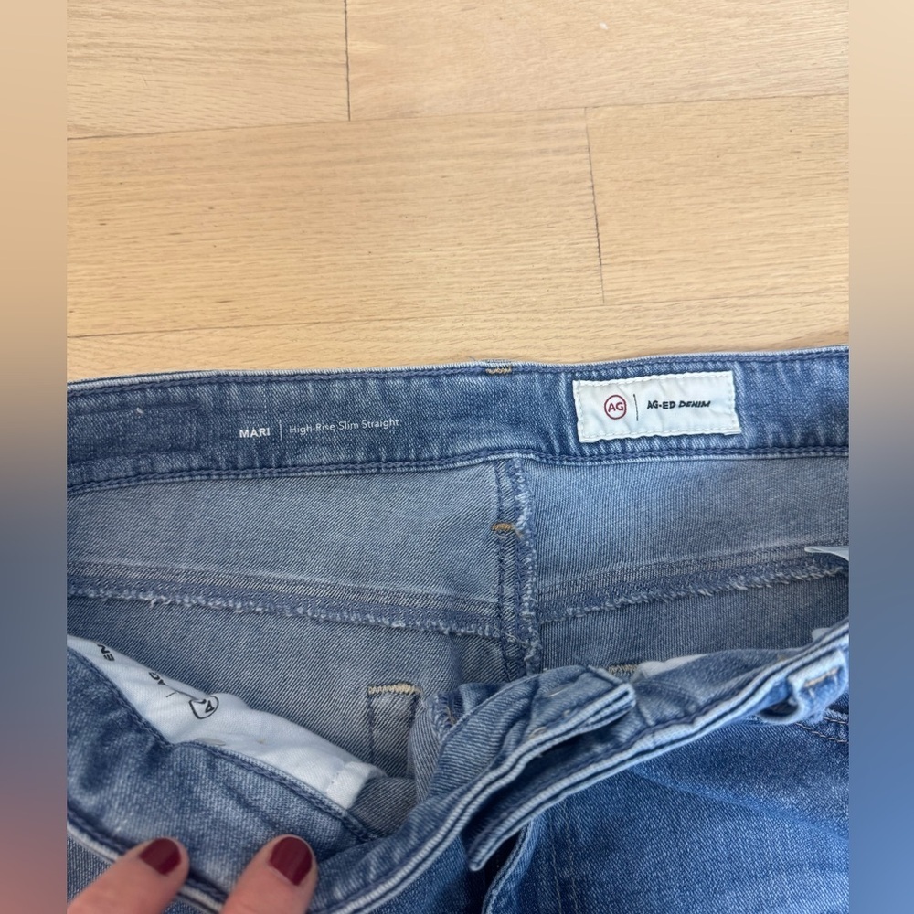 AG Adriano Goldschmied Mari High-Rise Slim Straight Jeans Oceanside Blue 32R - Picture 6 of 9